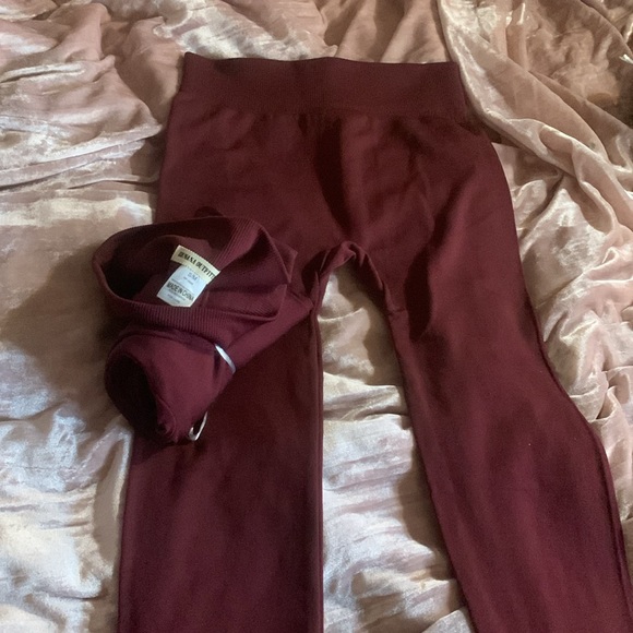 NWT Zenana Outfitters fleece lined “Love Yourself” burgundy yoga legging S/M - Picture 2 of 7